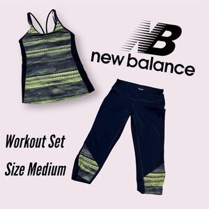 New Balance DRY Workout Set - Tank and Legging women’s Size Medium Blue, Green